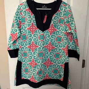 NWT Blue, Pink, and White Simply Southern 3/4 Sleeve Tunic Blouse Size: M